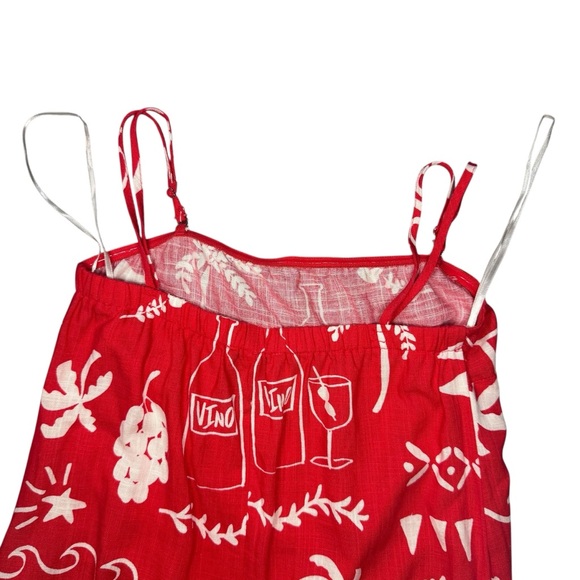 Paper Heart Anthropologie Resort Wear Red Linen Blend Wine Print Maxi Dress NWT - Picture 10 of 13